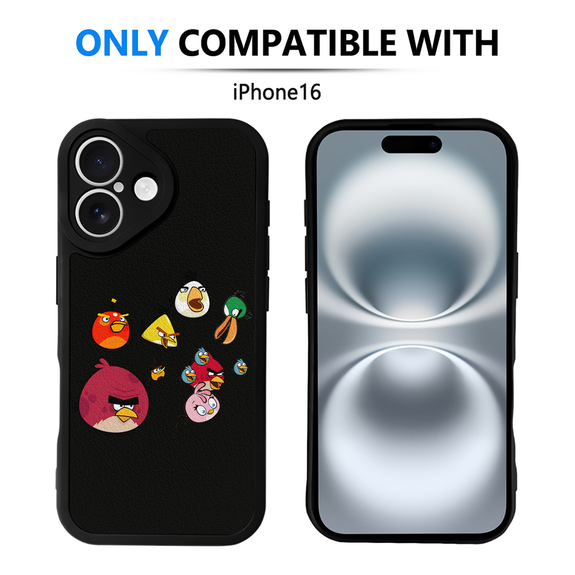（画像用） Angry Birds アングリーバード 【iPhone 16シリーズ対応】シリコンスマホケース（レザー調） 材質：シリコン